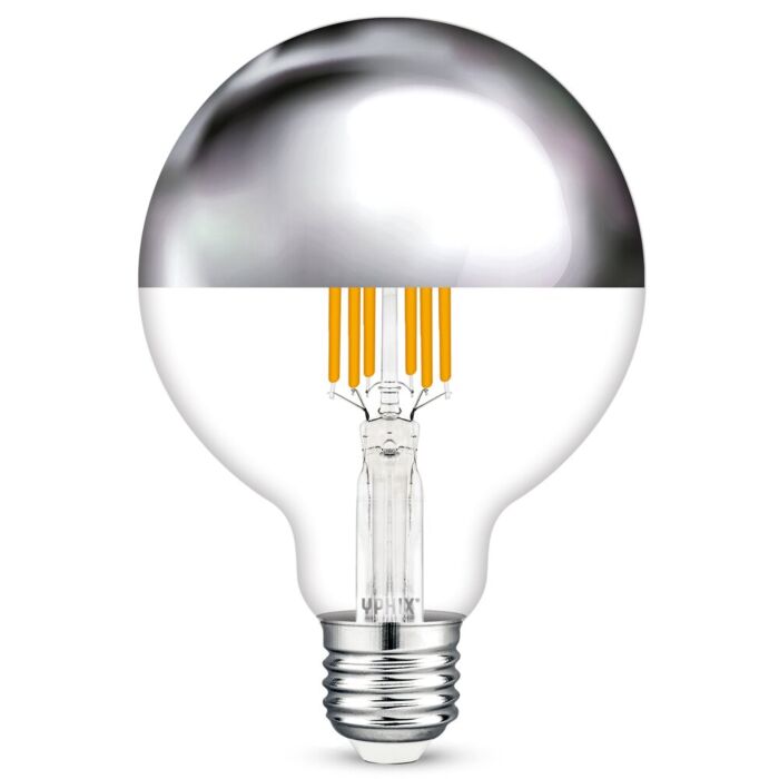 ten tweede Bestuiver Caius E27 LED filament lamp Capella kopspiegel zilver 8 Watt G95 dimbaar  (vervangt 54W) | LEDdirect
