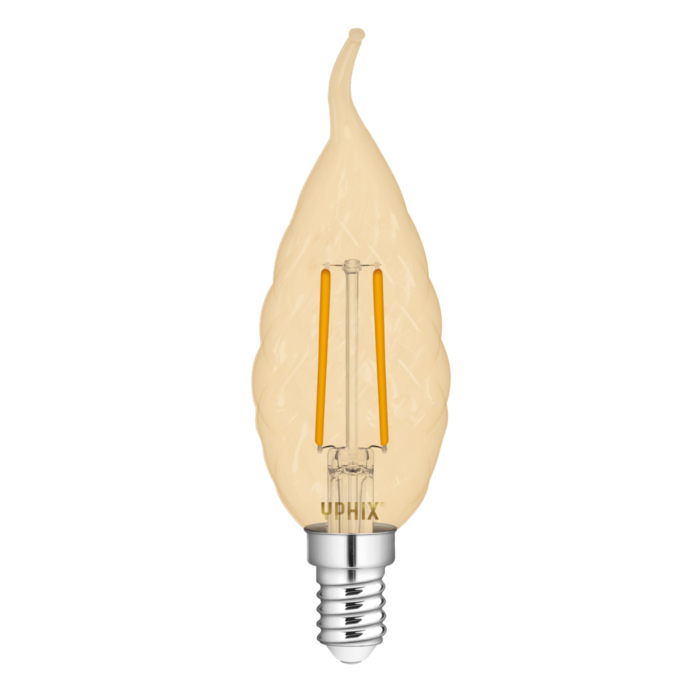roekeloos ergens bij betrokken zijn Onzorgvuldigheid E14 kaarslamp LED filament Polaris Twisted Gold 2,5 Watt BA35, (vervangt  17W) | LEDdirect